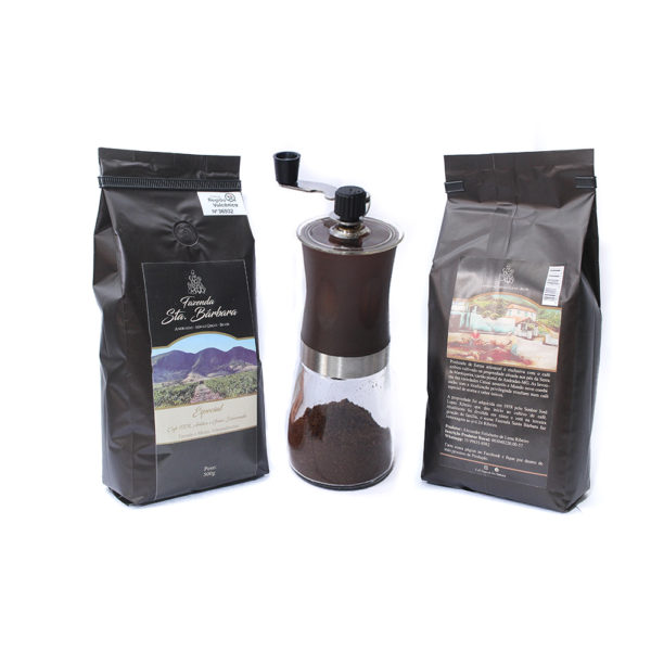 KIT 2 PACOTES DE CAFÉ TORRADO E MOÍDO 500G CADA + 1 MOEDOR DE CAFÉ