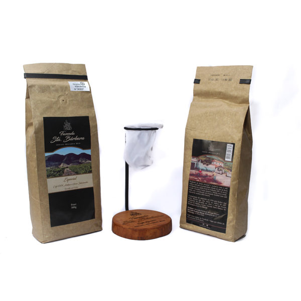 KIT 2 PACOTES DE CAFÉ TORRADO EM GRÃO 500G CADA E MINI COADOR